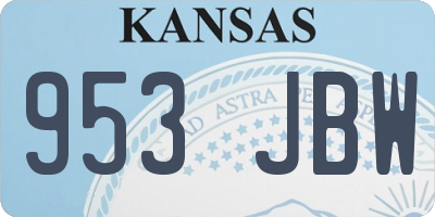 KS license plate 953JBW