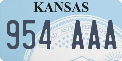 KS license plate 954AAA