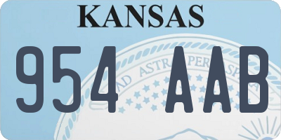 KS license plate 954AAB