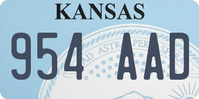 KS license plate 954AAD