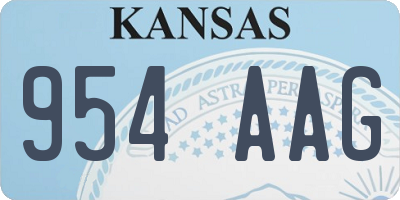 KS license plate 954AAG