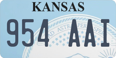 KS license plate 954AAI