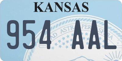KS license plate 954AAL