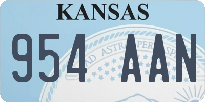 KS license plate 954AAN