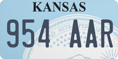 KS license plate 954AAR