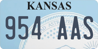 KS license plate 954AAS