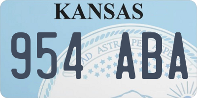 KS license plate 954ABA