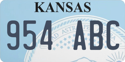 KS license plate 954ABC