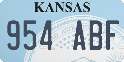 KS license plate 954ABF