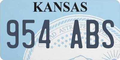 KS license plate 954ABS
