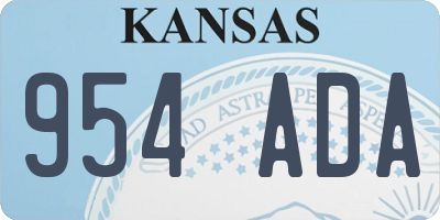 KS license plate 954ADA