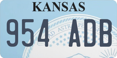 KS license plate 954ADB