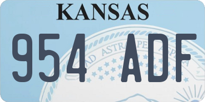 KS license plate 954ADF