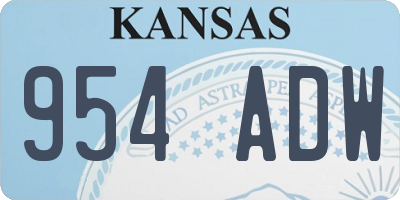 KS license plate 954ADW