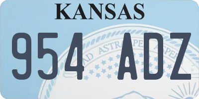 KS license plate 954ADZ