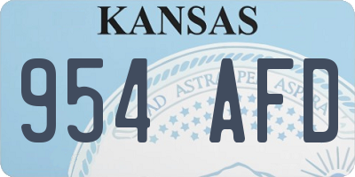 KS license plate 954AFD