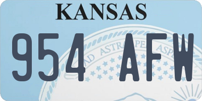 KS license plate 954AFW