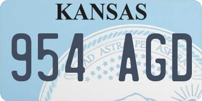 KS license plate 954AGD