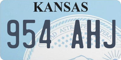 KS license plate 954AHJ