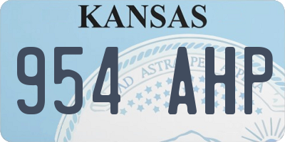 KS license plate 954AHP