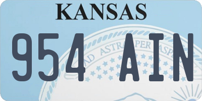 KS license plate 954AIN