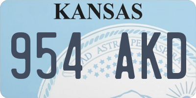 KS license plate 954AKD