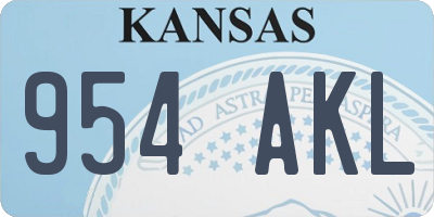 KS license plate 954AKL