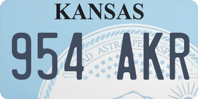 KS license plate 954AKR
