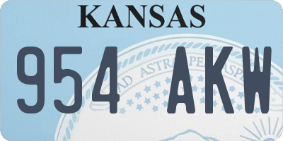 KS license plate 954AKW