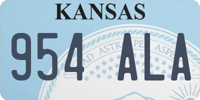 KS license plate 954ALA