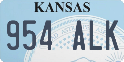 KS license plate 954ALK