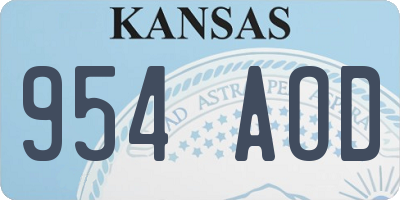 KS license plate 954AOD