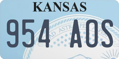 KS license plate 954AOS