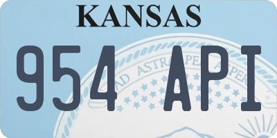 KS license plate 954API