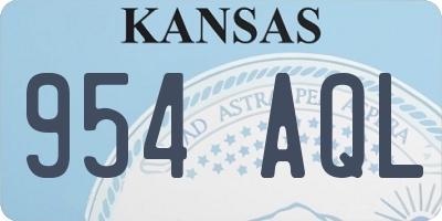 KS license plate 954AQL