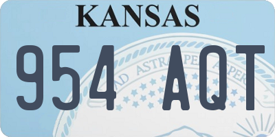KS license plate 954AQT