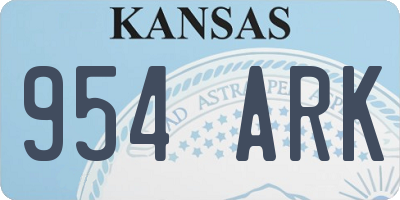 KS license plate 954ARK