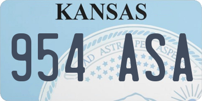KS license plate 954ASA