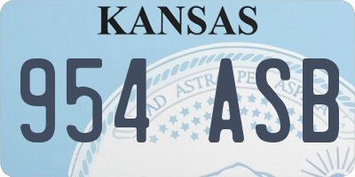 KS license plate 954ASB