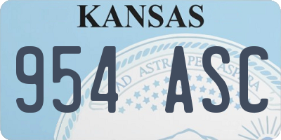 KS license plate 954ASC