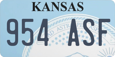 KS license plate 954ASF