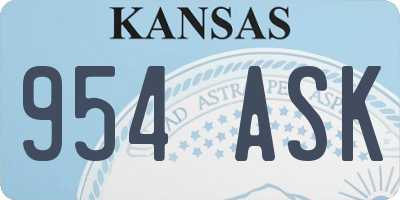 KS license plate 954ASK