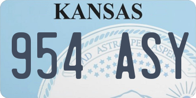 KS license plate 954ASY