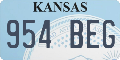 KS license plate 954BEG