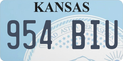 KS license plate 954BIU