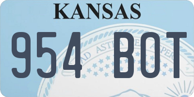 KS license plate 954BOT
