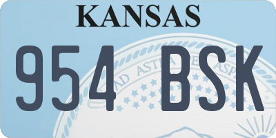 KS license plate 954BSK