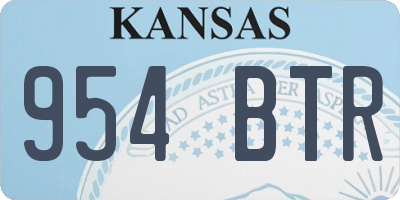 KS license plate 954BTR