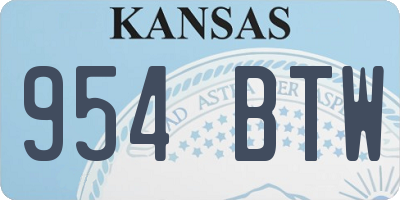 KS license plate 954BTW