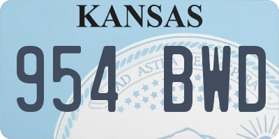 KS license plate 954BWD